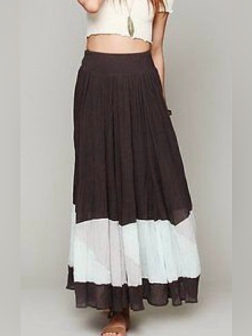 Grey, Blue, White Free People Maxi Skirt